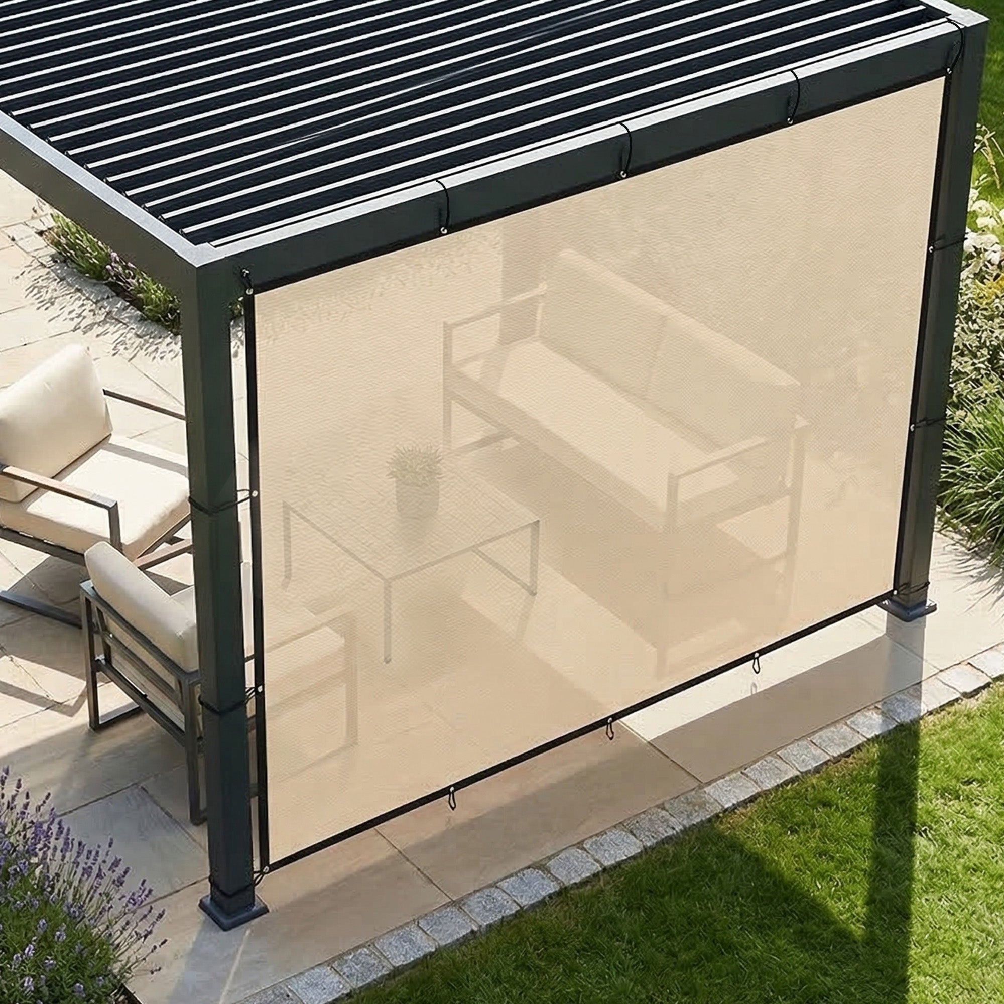 Sun Shade Sail UV Protection Canopy with Stainless Steel Eyelets for Patio Garden 3 x 3.6 m Beige
