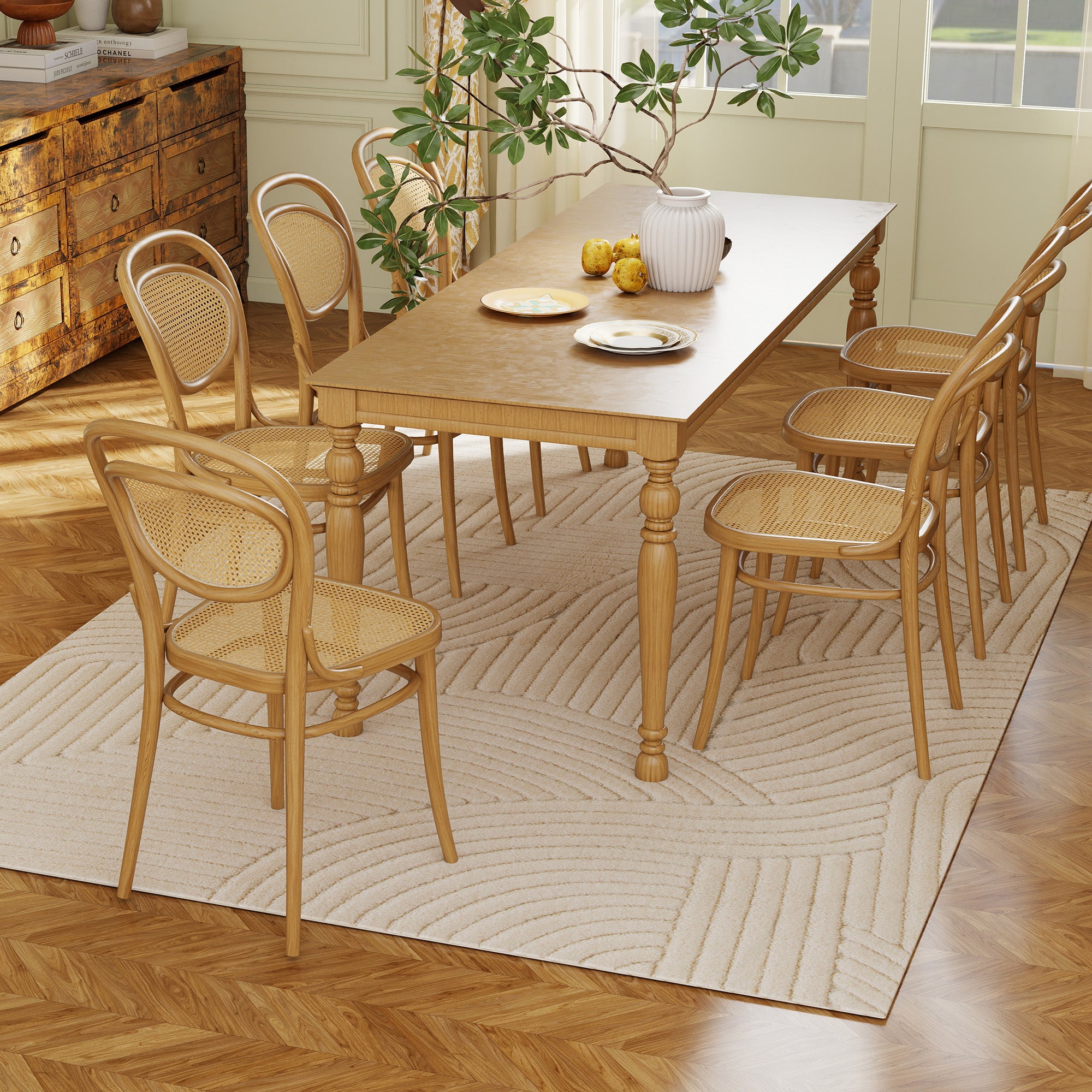 Modern Geometric Rug, Thick & Plush, Non-Slip, 230 x 160 cm – Cream, Living Room/Bedroom/Office