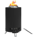 16cm Portable Smokeless Fire Pit Set with Poker - Black Stainless Steel