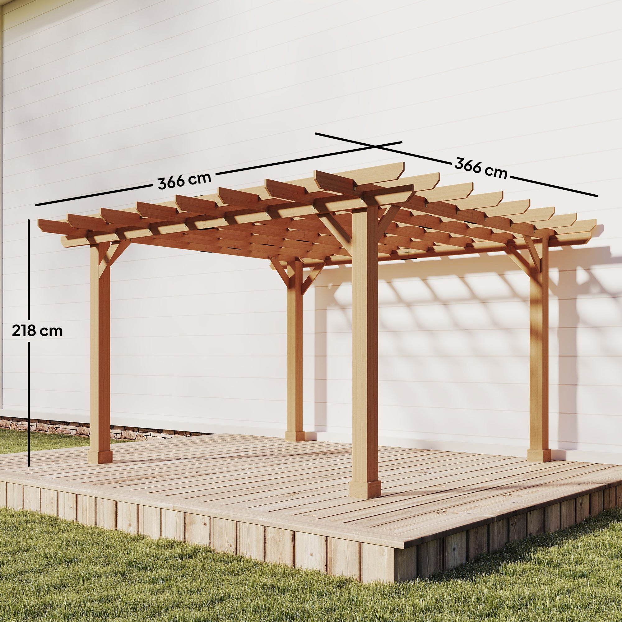 Graden Pergola Kit, Wooden Pergola Gazebo Grape Trellis with Stable Structure, 3.6 x 3.6m, Dark Brown