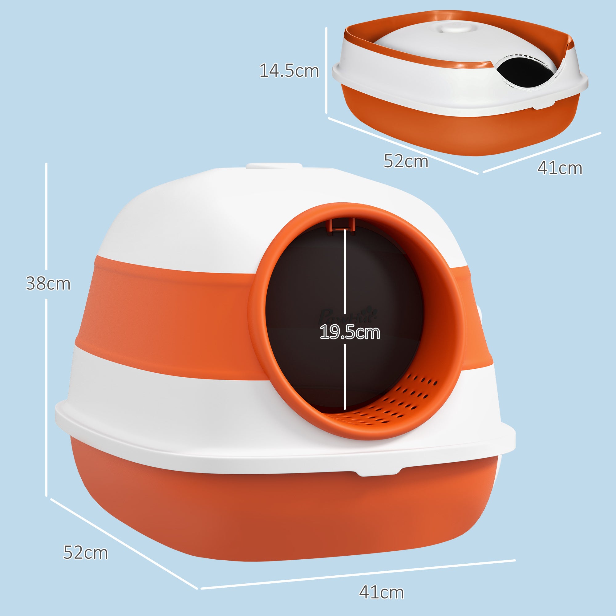 Foldable Cat Litter Tray with Lid, Deodorant, Scoop, Orange