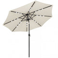 2.6 m Garden Parasol Umbrella with LED Solar Light, Parasol Cover, Outdoor Market Patio Umbrella, Cream White