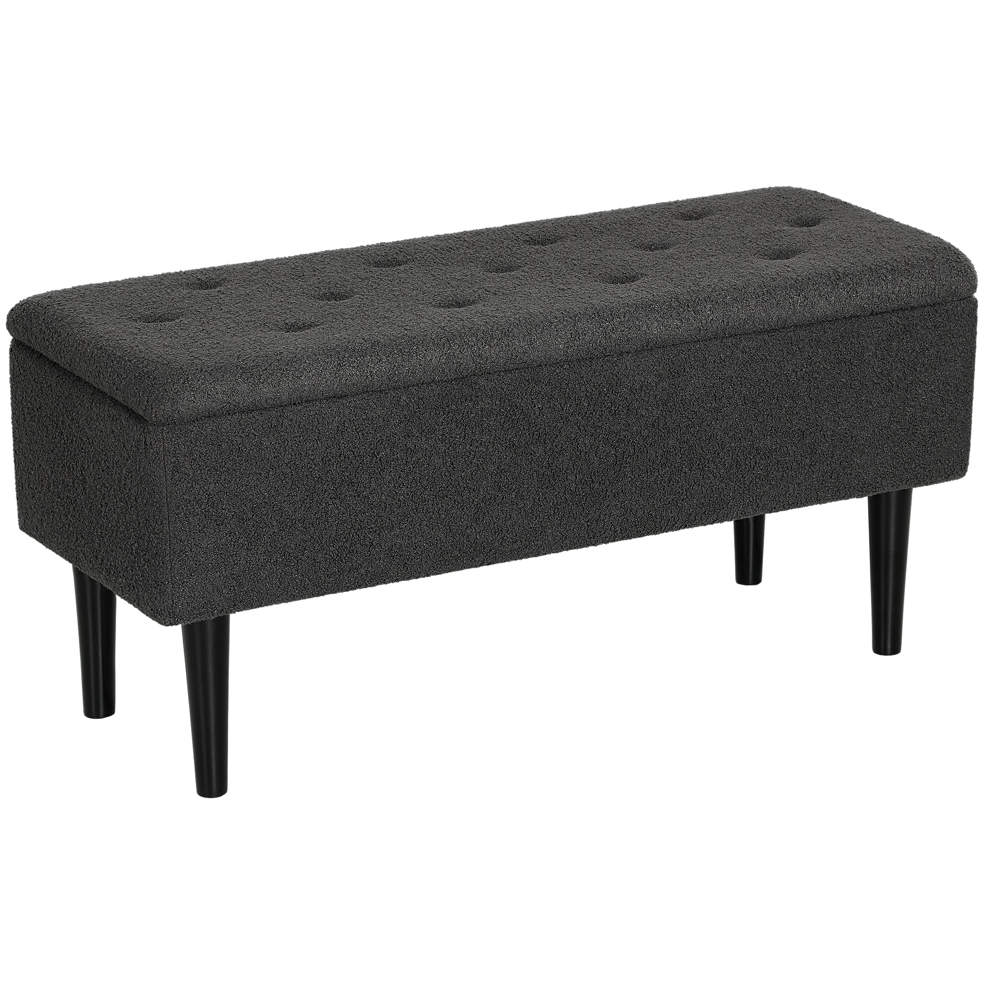 47L Teddy Fleece Storage Ottoman - Dark Grey