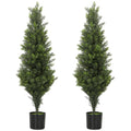 Set of 2 Decorative Artificial Plants Cypress in Weighted Pot, Fake Plant with 564 Leaves, 90cm