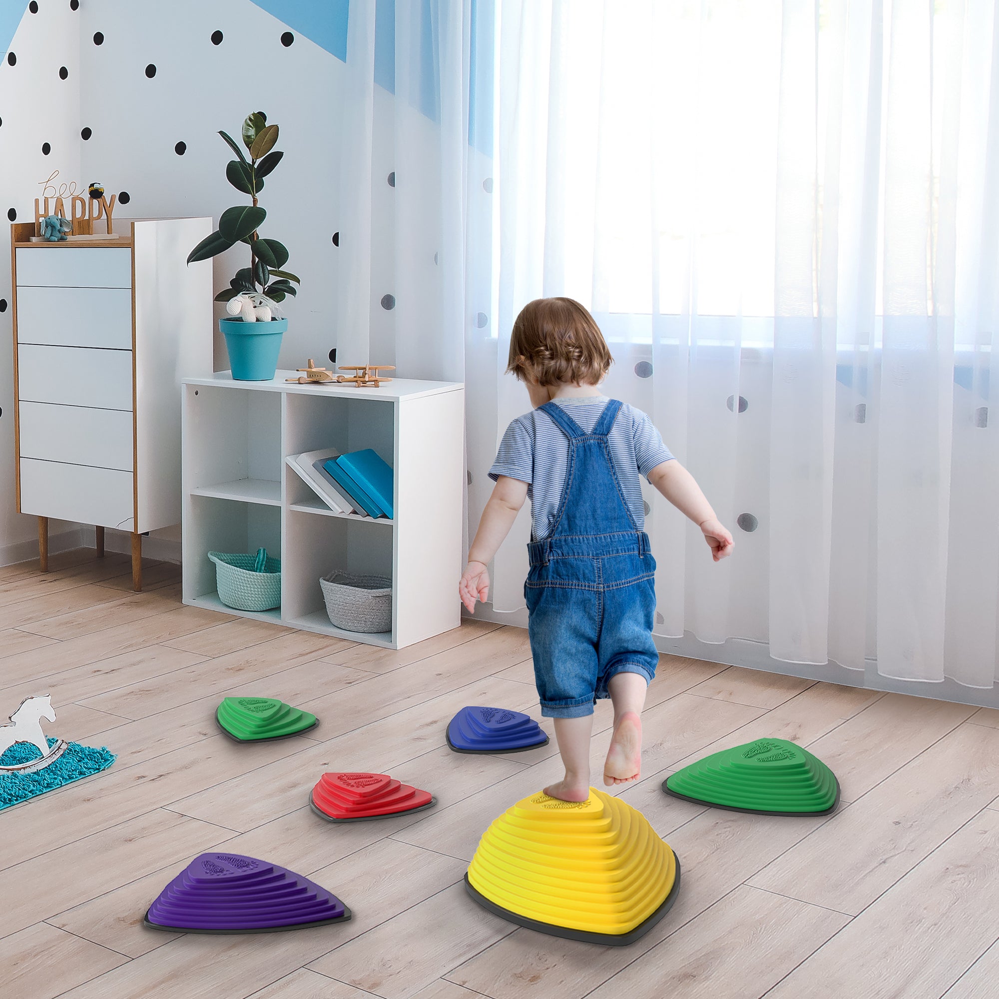 6-Piece Stepping Stones for Kids, Stackable Sensory Toys Outdoor Indoor, Obstacle Course for Balance and Motor Skills