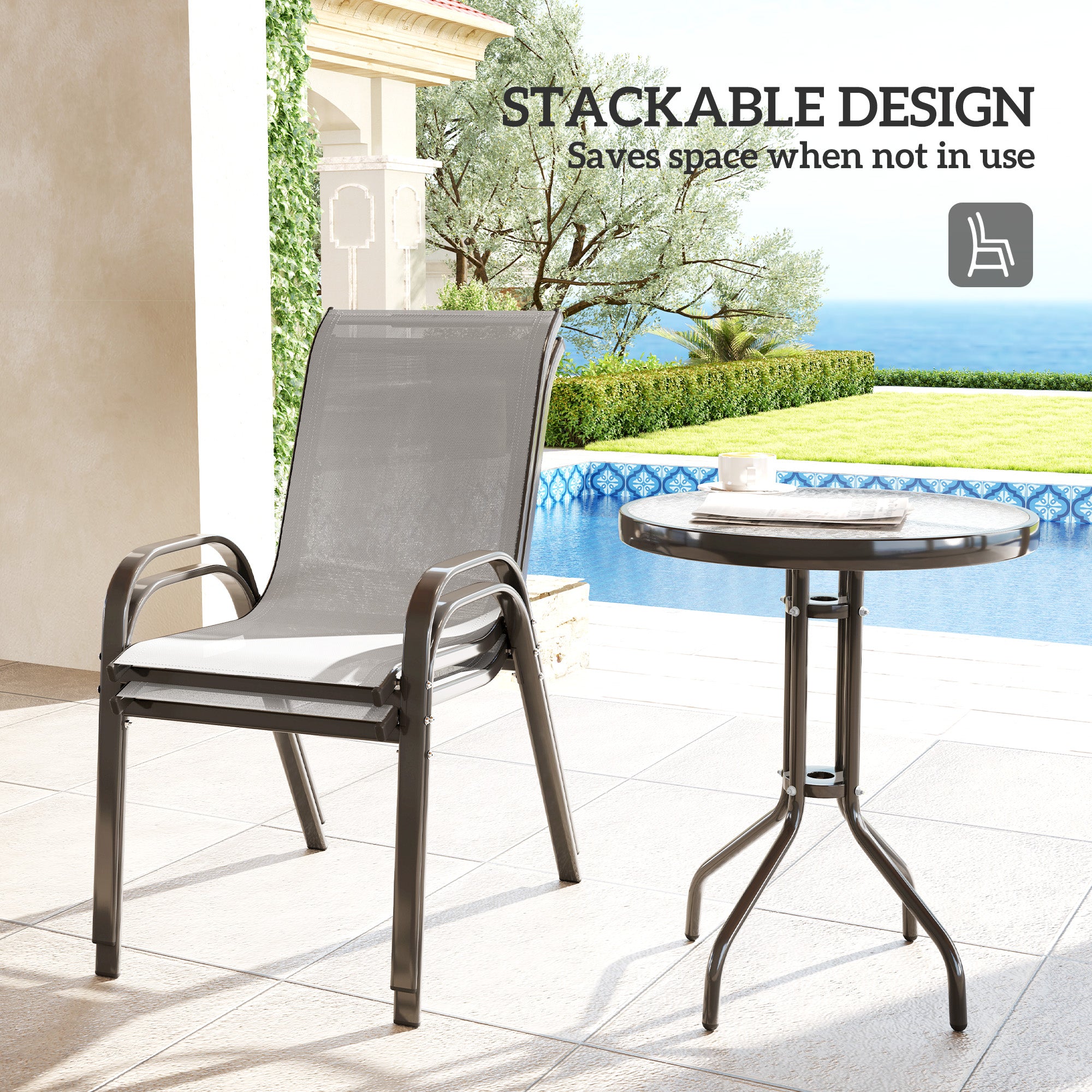 Three-Piece Outdoor Garden Set - Light Grey