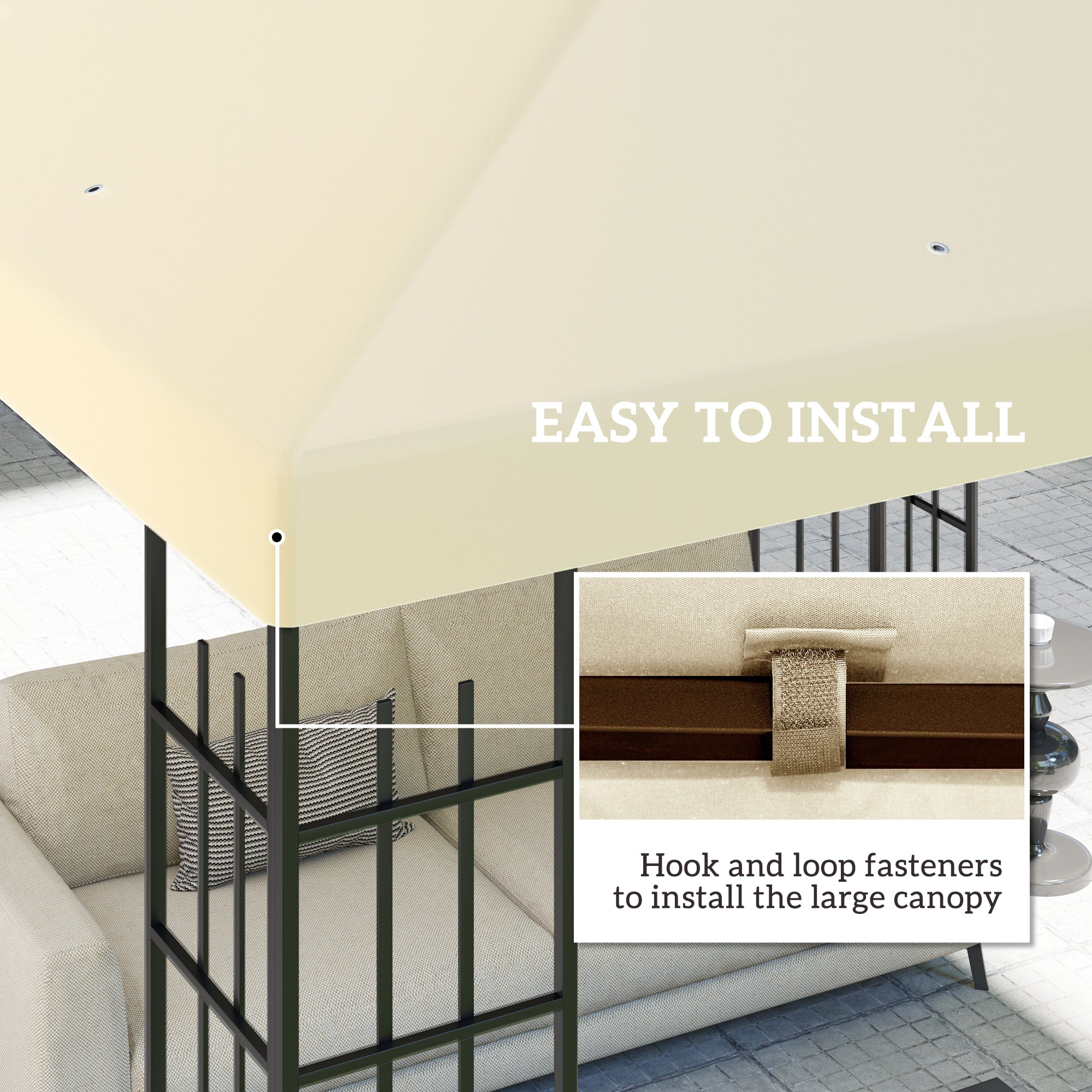 3 Piece 3x3m Gazebo Replacement Canopy - Cream Polyester