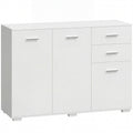 Sideboard, Modern Storage Cabinet with 2 Drawers, 3 Doors and Adjustable Shelves, White