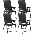 Set of 4 Folding Outdoor Chairs with Breathable Mesh Seating - Black