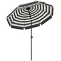 1.8 m Beach Umbrella Parasol with Sand Anchor, Portable 30° Tilting Patio Sun Shade with Adjustable Height, Grey/White