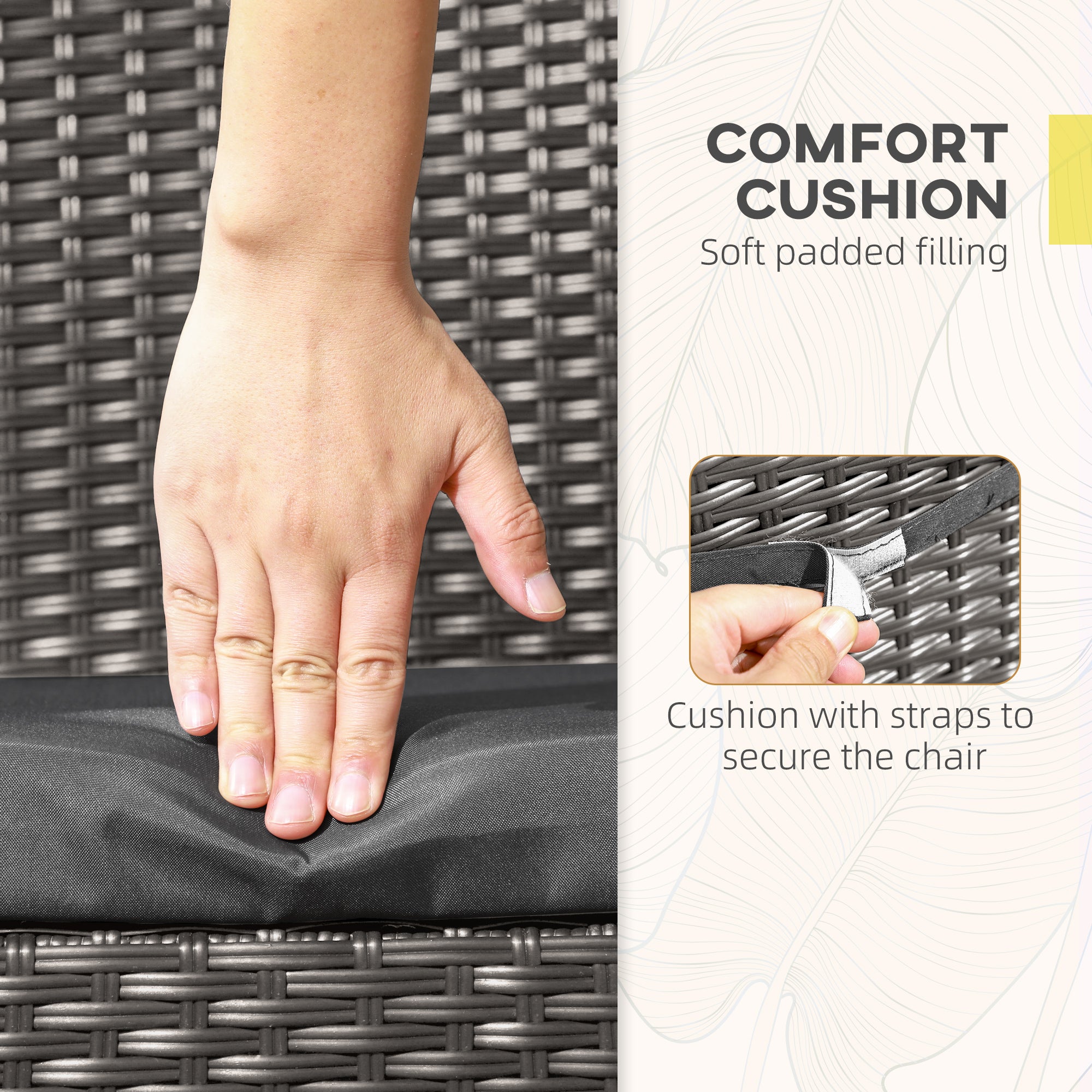 Set of Four Armless Rattan Garden Chairs - Dark Grey