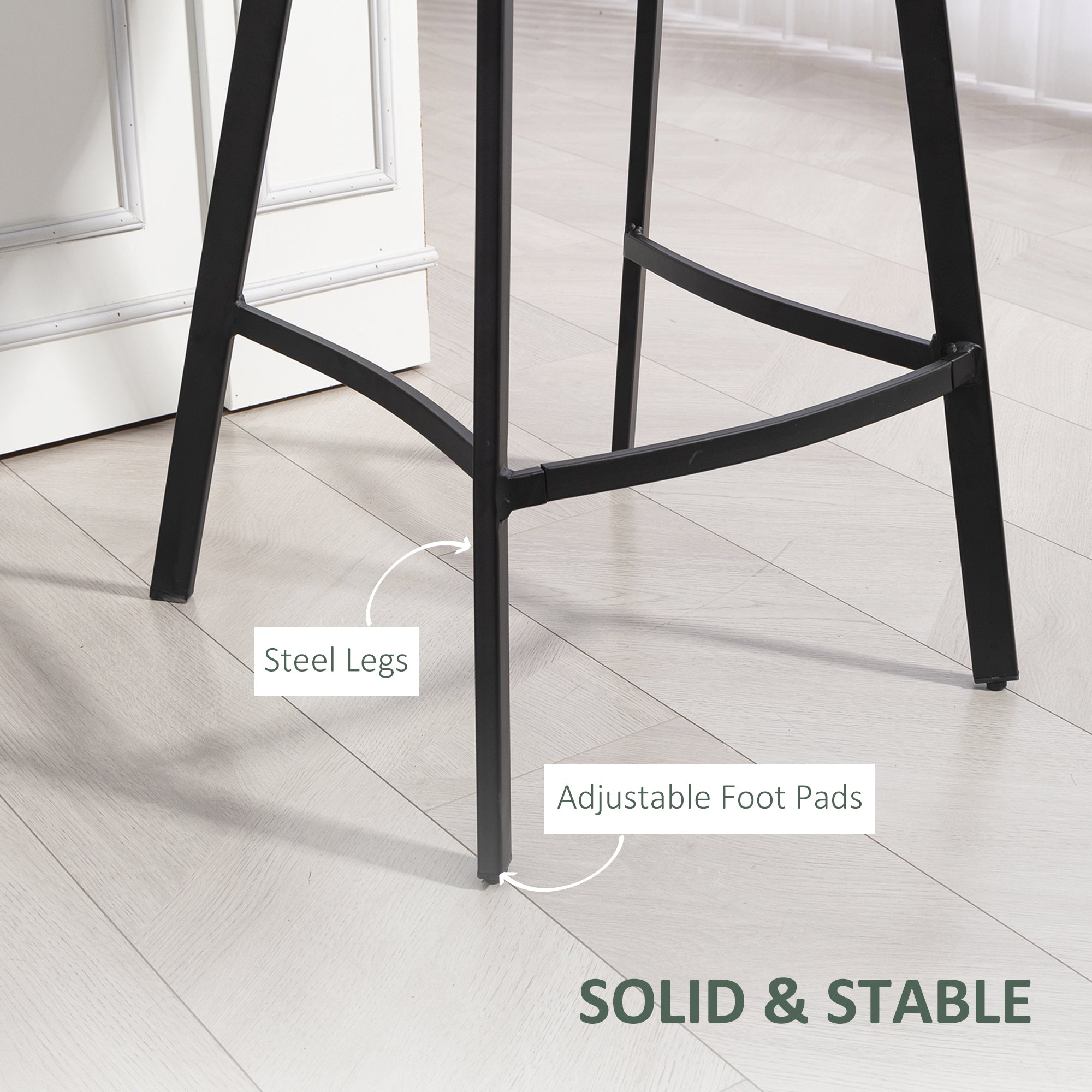 Bar Stools Set of 2, PU Leather Dining Stools with Backrest, Footrest, for Kitchen, Counter, Breakfast Bar, Green