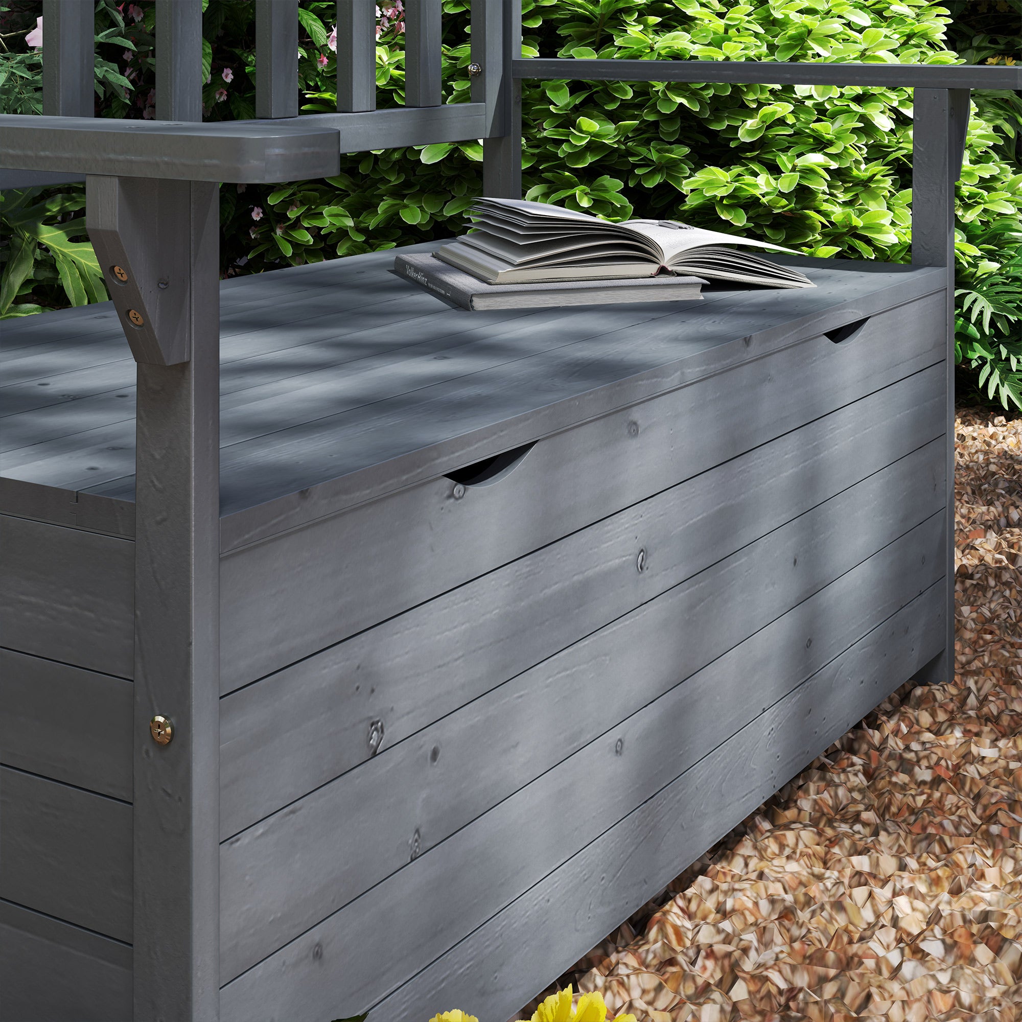 Two-Seater Garden Storage Bench - Grey
