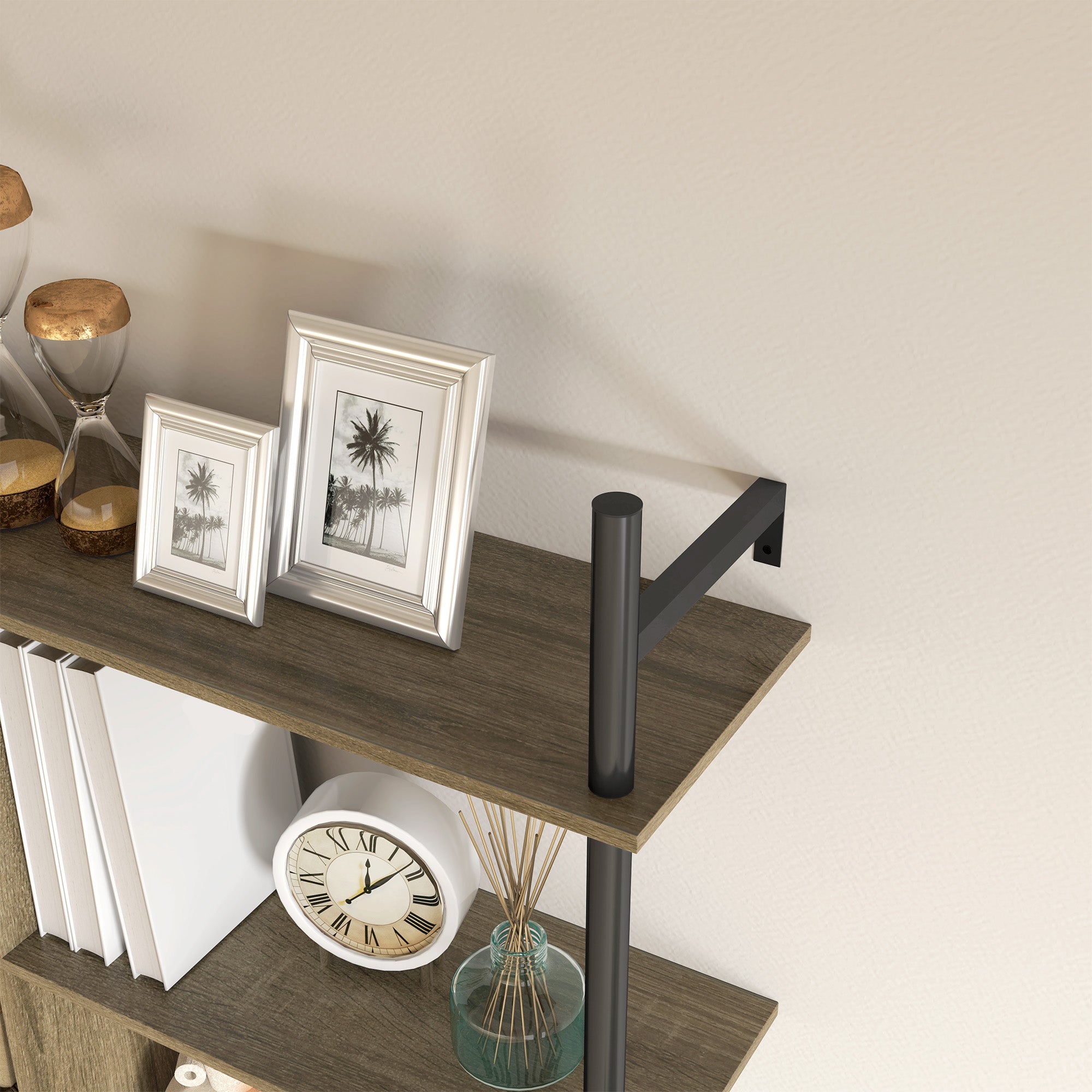 Three-Tier Floating Shelf - Grey Wood Effect
