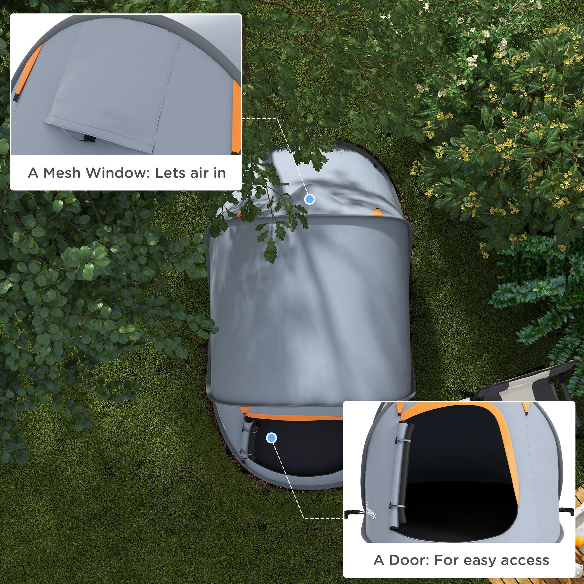 Two-Man Pop-Up Dome Tent for Easy Camping Setup - Grey