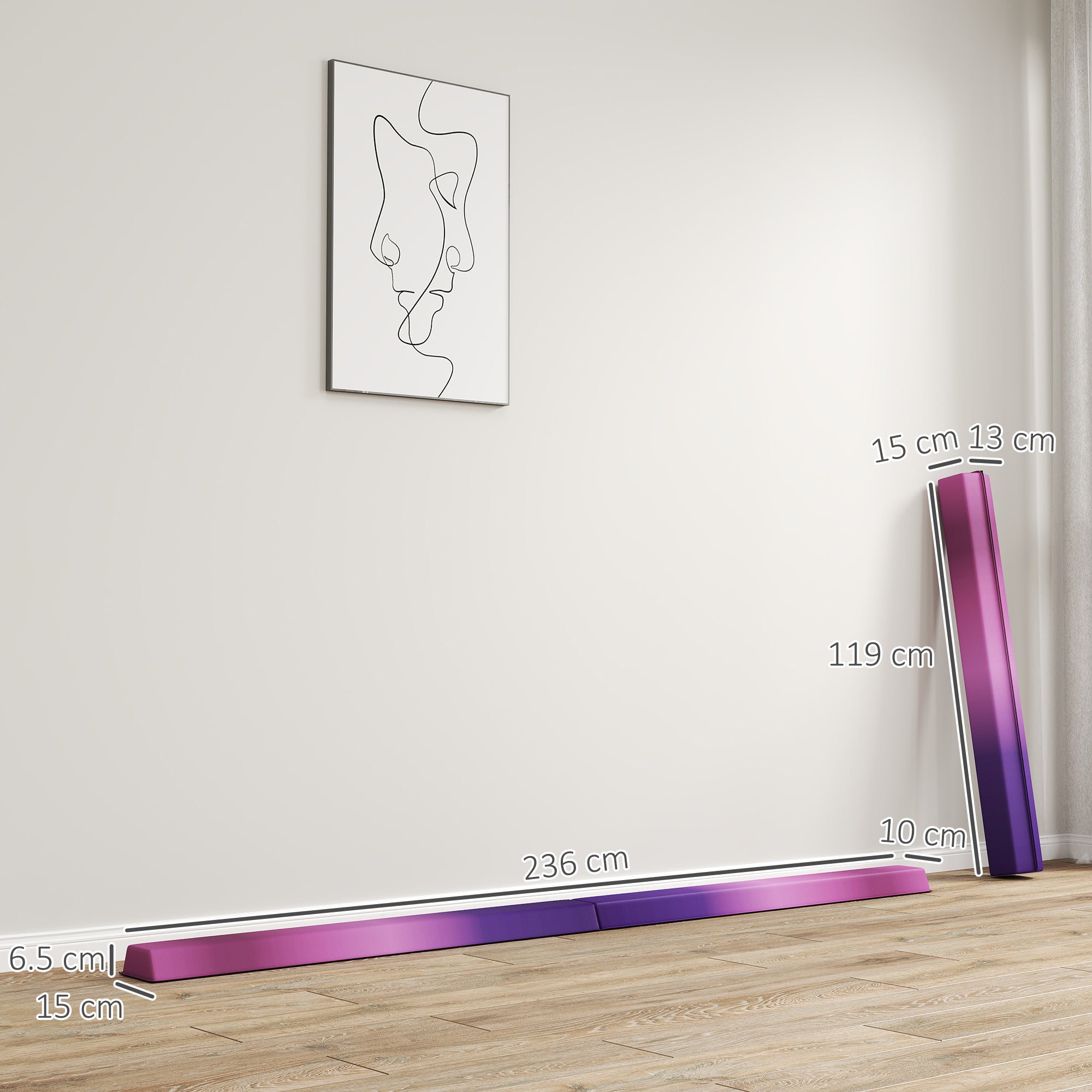 7.7ft Folding Gymnastics Balance Beam for Kids with Anti-Slip Base - Purple