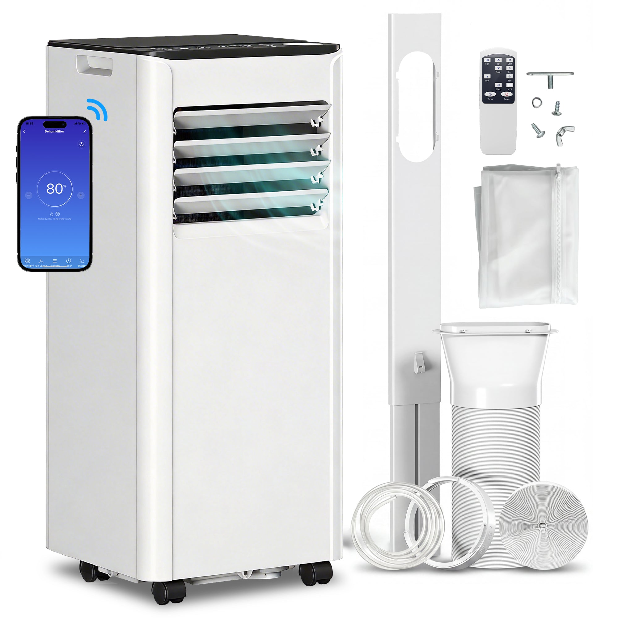 Portable Air Conditioner 5000 BTU, 4-in-1 AC Unit with Cool, Dehumidifier, Fan, Sleep Mode, WiFi Voice Remote Control