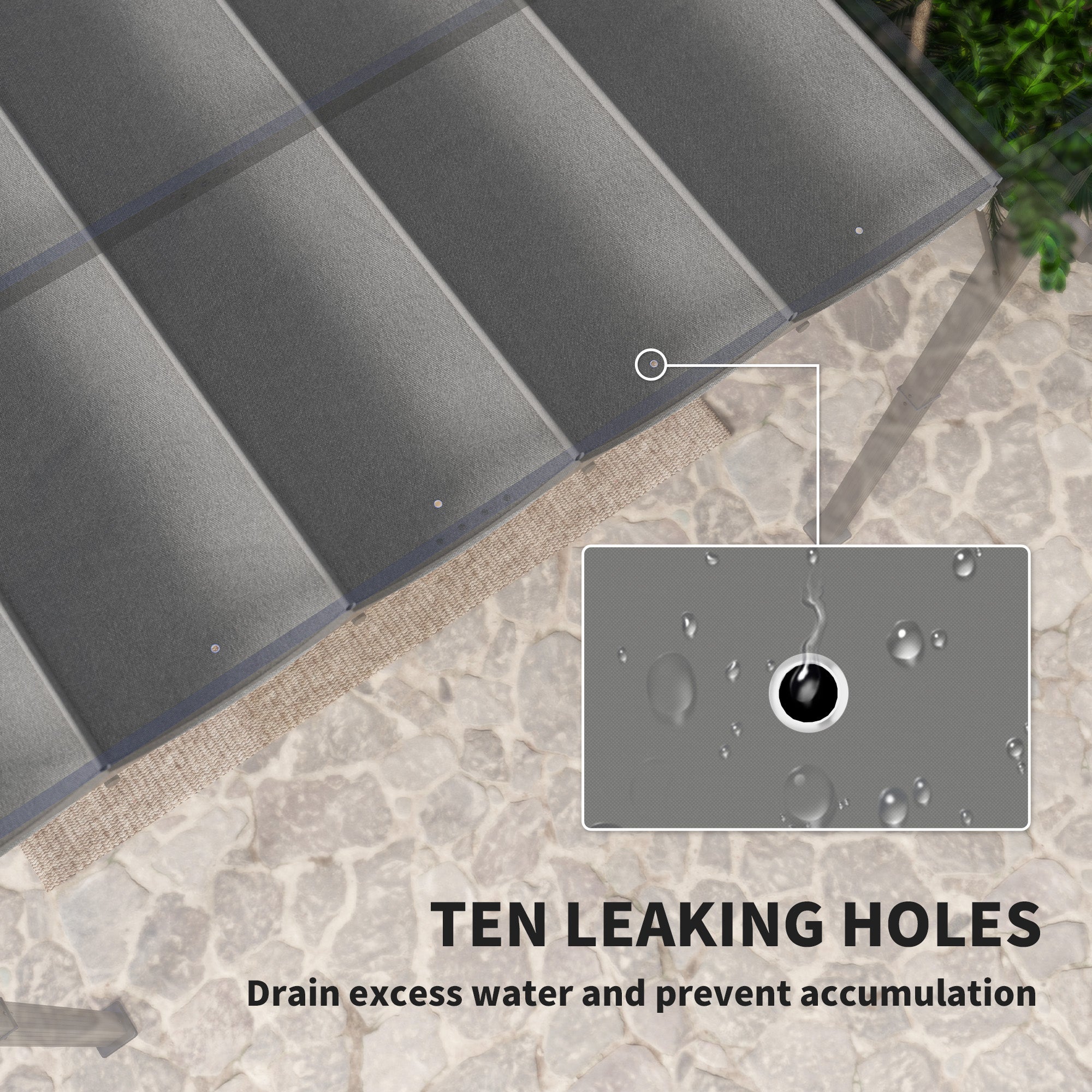 Retractable Pergola Shade Cover, Replacement Canopy for 4 x 3 (m) Pergola, Retractable Roof, Light Grey