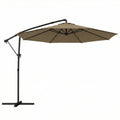 3 m Garden Cantilever Parasol with Cover, Round Overhanging Umbrella with 360° Rotation, Tilt, Khaki
