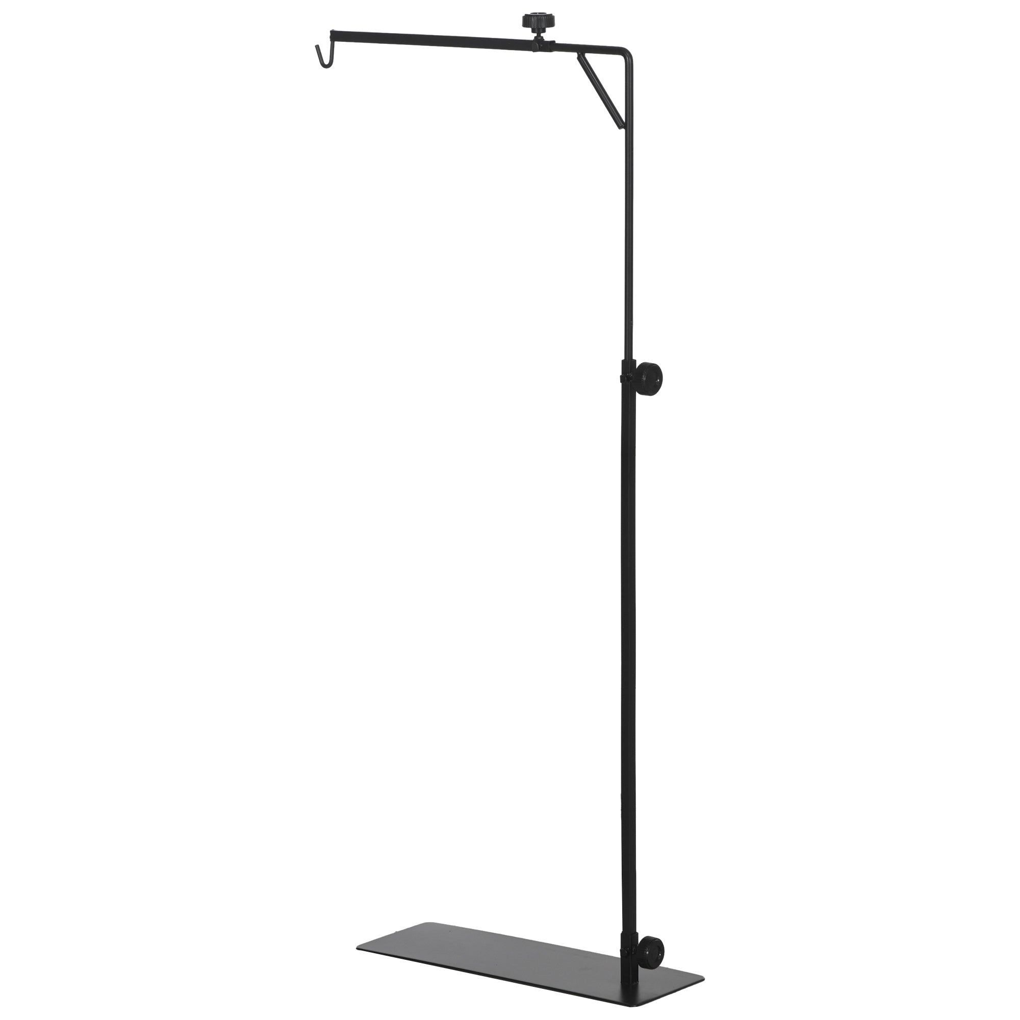 86-129Hcm Adjustable Height and Length Reptile Lamp Stand Holder with Hook Hanging, Base - Black