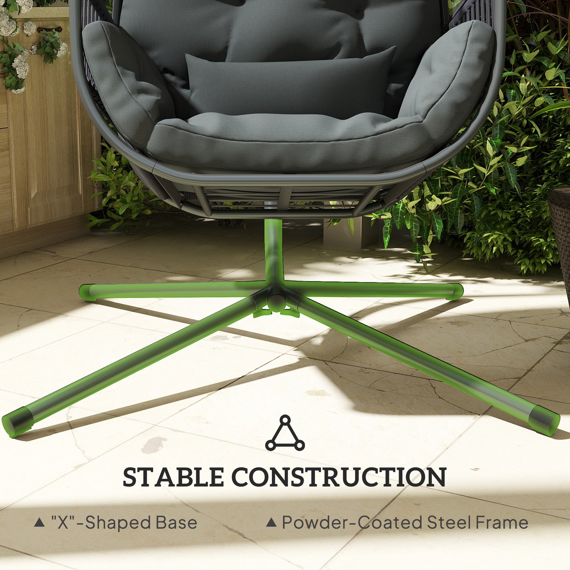 Hanging Egg Chair, with Cushion - Dark Grey