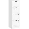 4 Drawer Filing Cabinet with Lock, Office Storage Cabinet with Adjustable Hanging Bars for A4 Letter Size Files, White