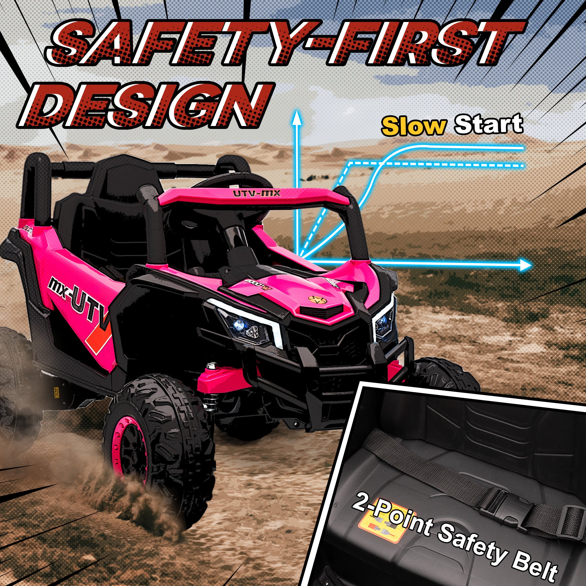 12V Kids Ride On Car with Remote Control, Kids Electric Car with Suspension System, Music, for Kids 3-5 Years, Pink