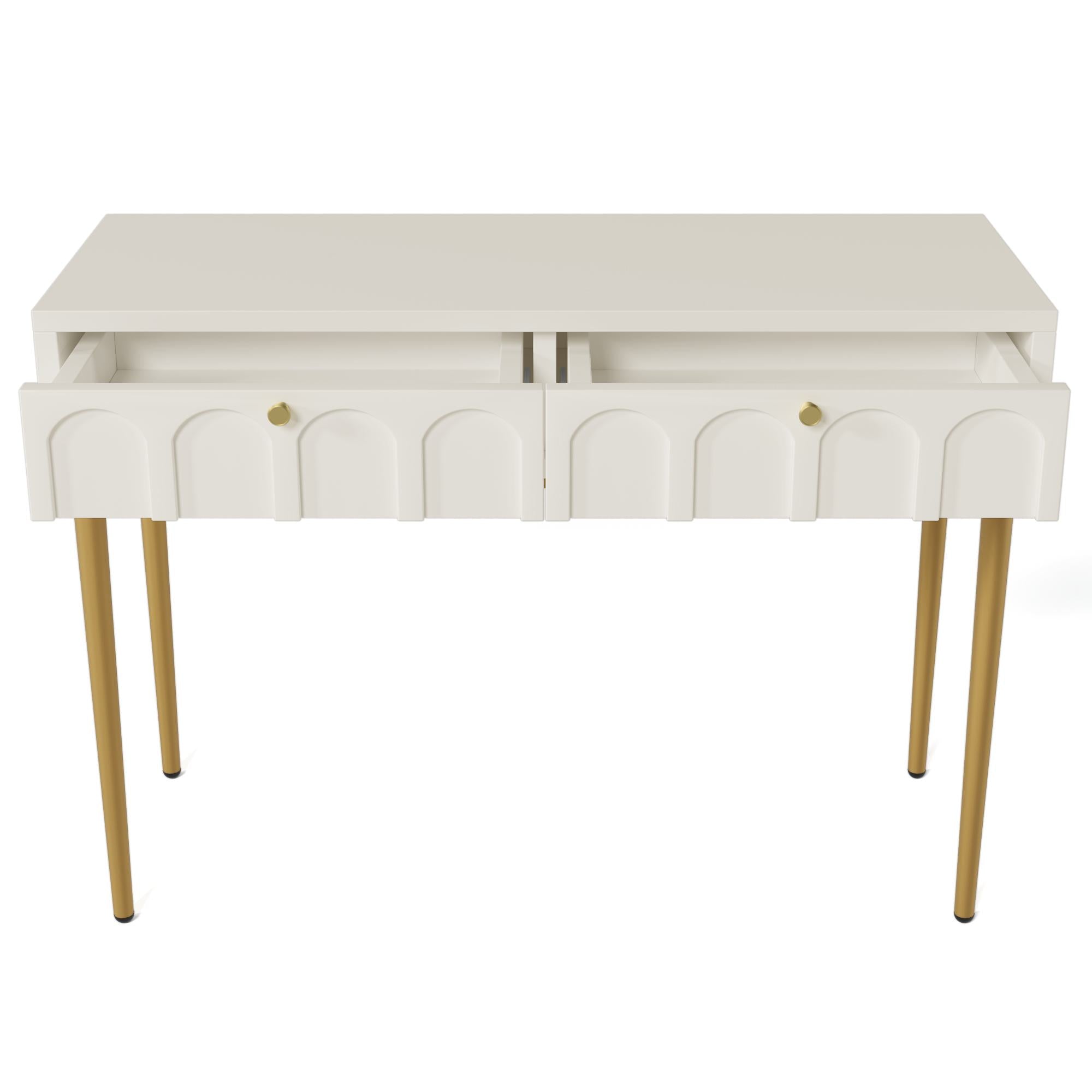 Space-Saving Dressing Table with 2 Drawers - White