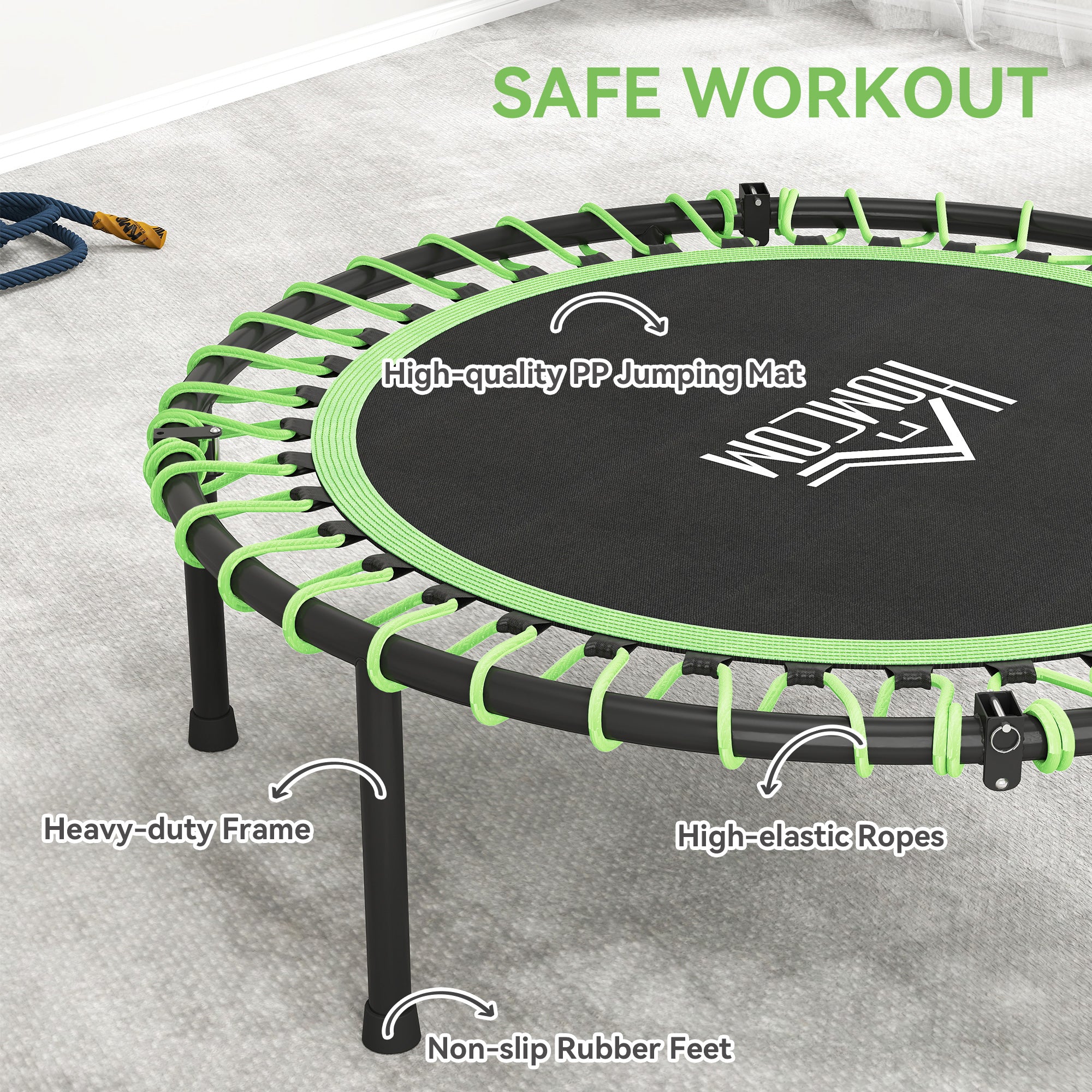 Mini Round Steel Frame Trampoline w/ Adjustable Handle, Green