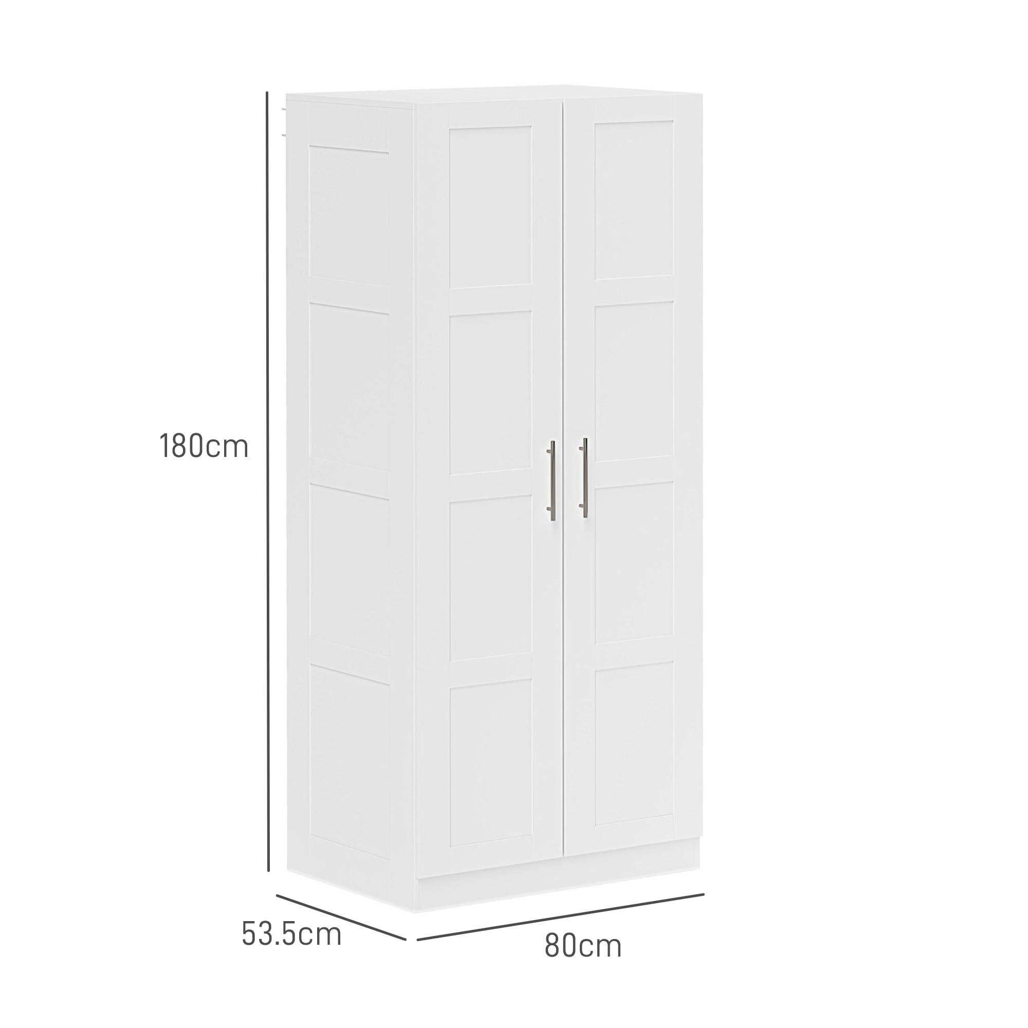 Double Paneled Wardrobe with Shelves for Extra Storage - White