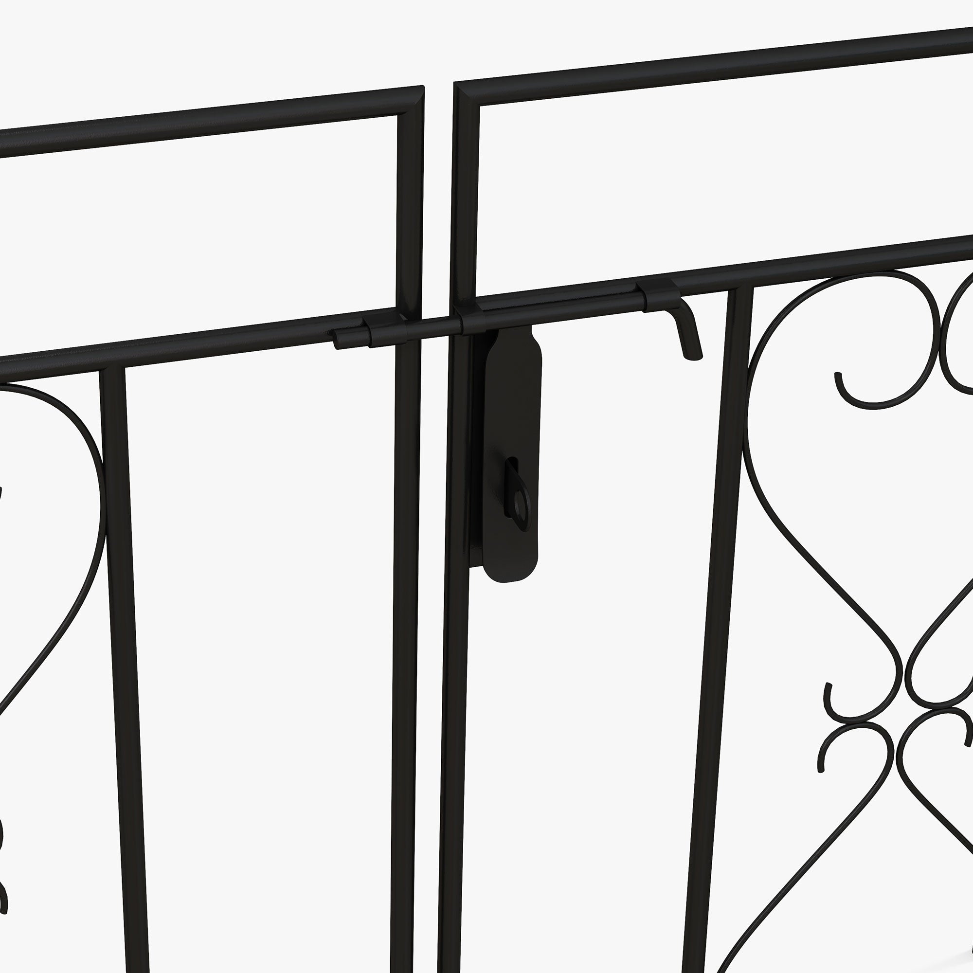 Decorative Garden Arch with Gate Set - Powder Coated Steel Black
