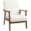 Boucle Mid Century Accent Chair with Padded Seat and Back - White