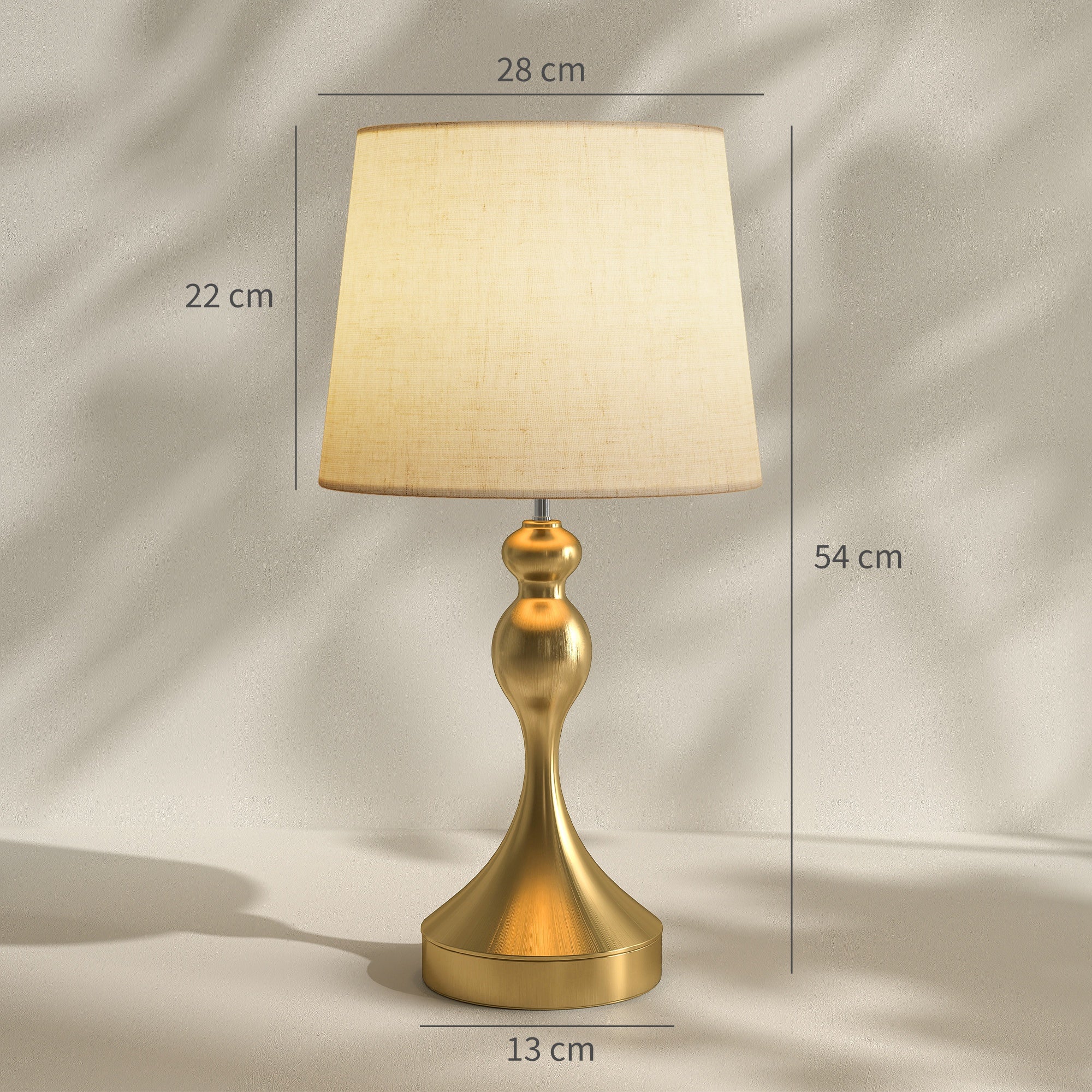 Dimmable Bedside Lamps Set of 2, Modern Table Lamps with 3 Colour Temperatures, USB A+C Charging Ports and Linen Shade for Living Room Bedroom Office, Gold Tone