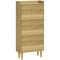 Narrow Shoe Cabinet, Modern Shoe Storage Cabinet with 3 Flip Drawers, Oak