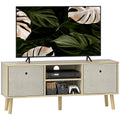 TV Cabinet Stand Unit for TVs up to 50'' with Foldable Drawers and Storage - Natural