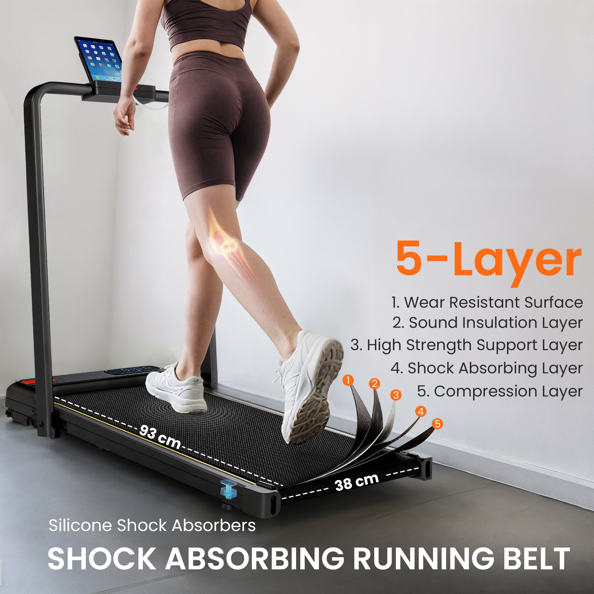 Folding Walking Treadmill, Under Desk Walking Pad with Incline, Black