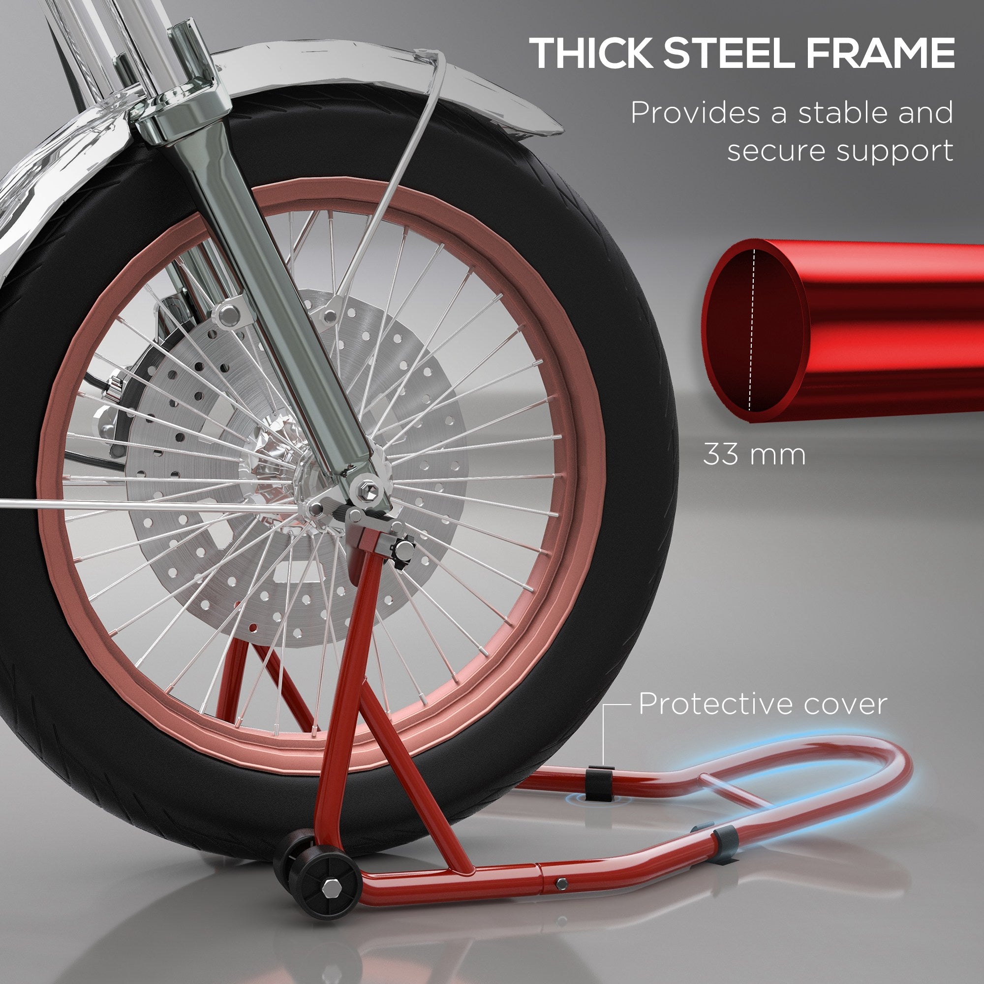 Rear Motorcycle Paddock Stand Motorbike Stand with Anti-Slip Mat, U-Shaped and L-Shaped Adapters, 200 kg Capacity, for 18", 17" and 10" Tyre, Red