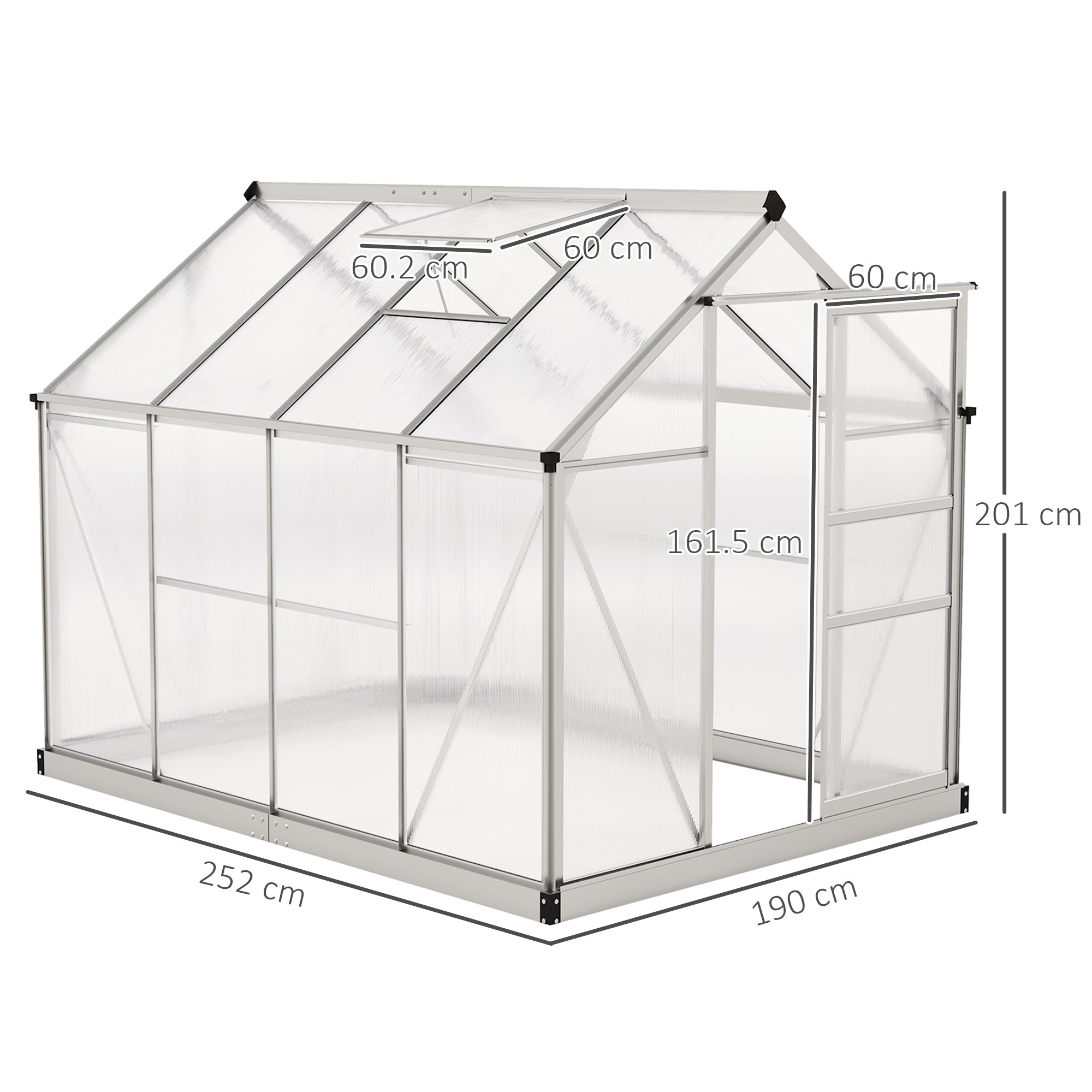 6 x 8ft Walk-In Greenhouse, with Sliding Door - Clear