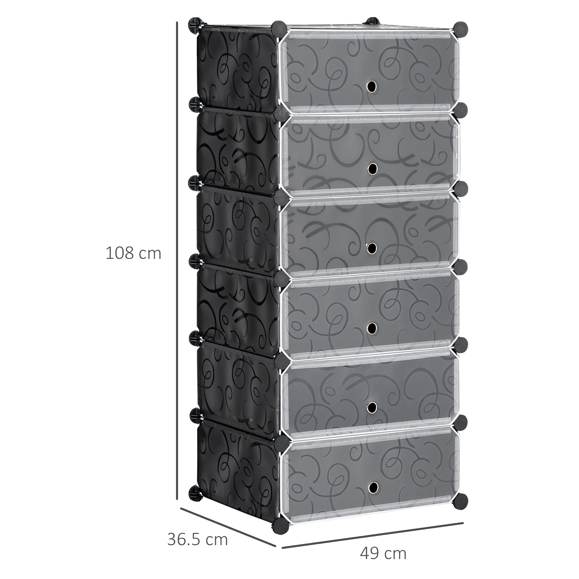 Six Cube Modular Storage Storage Unit - Black