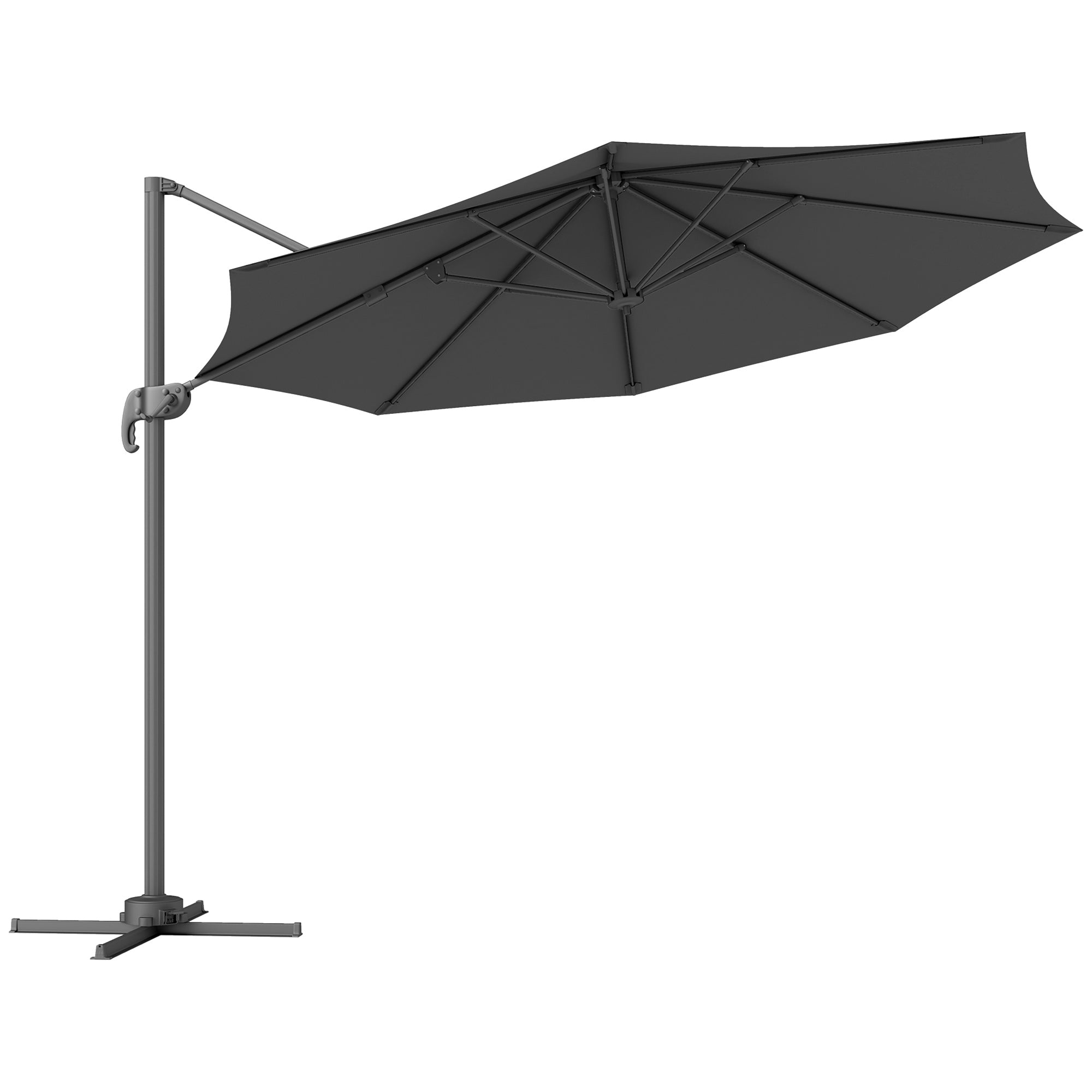 3 x 3 Metre Cantilever Parasol Set with 360 Degree Rotation - Black