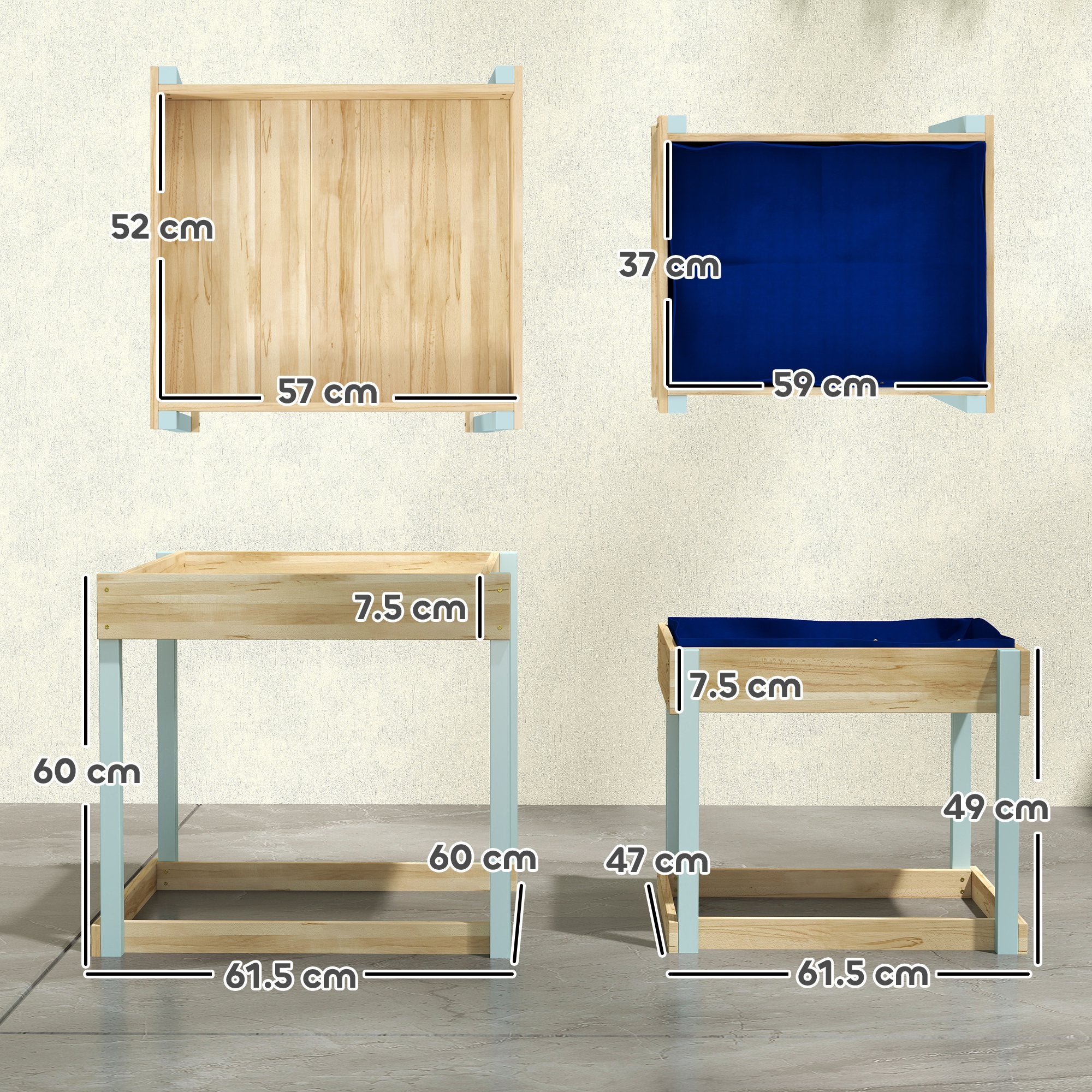 2 PCS Wooden Outdoor Sand and Water Play Tables with Bottom Liner for Kids Aged 3-8 Years Old, Natural Wood Finish