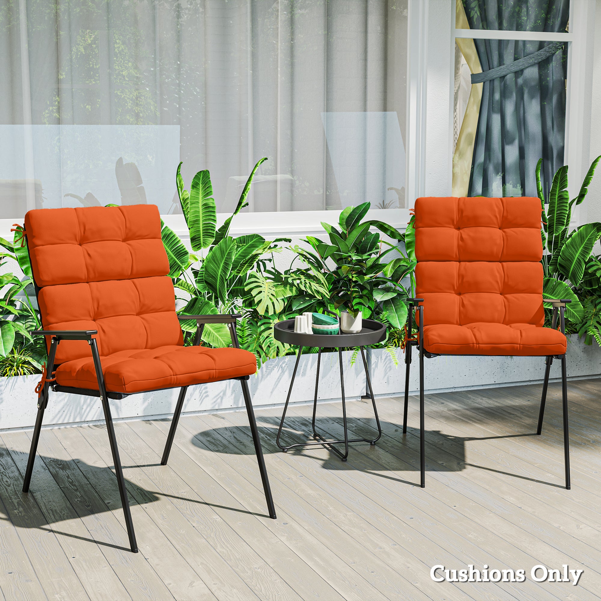 Set of Two Padded Outdoor Seat Cushions - Orange