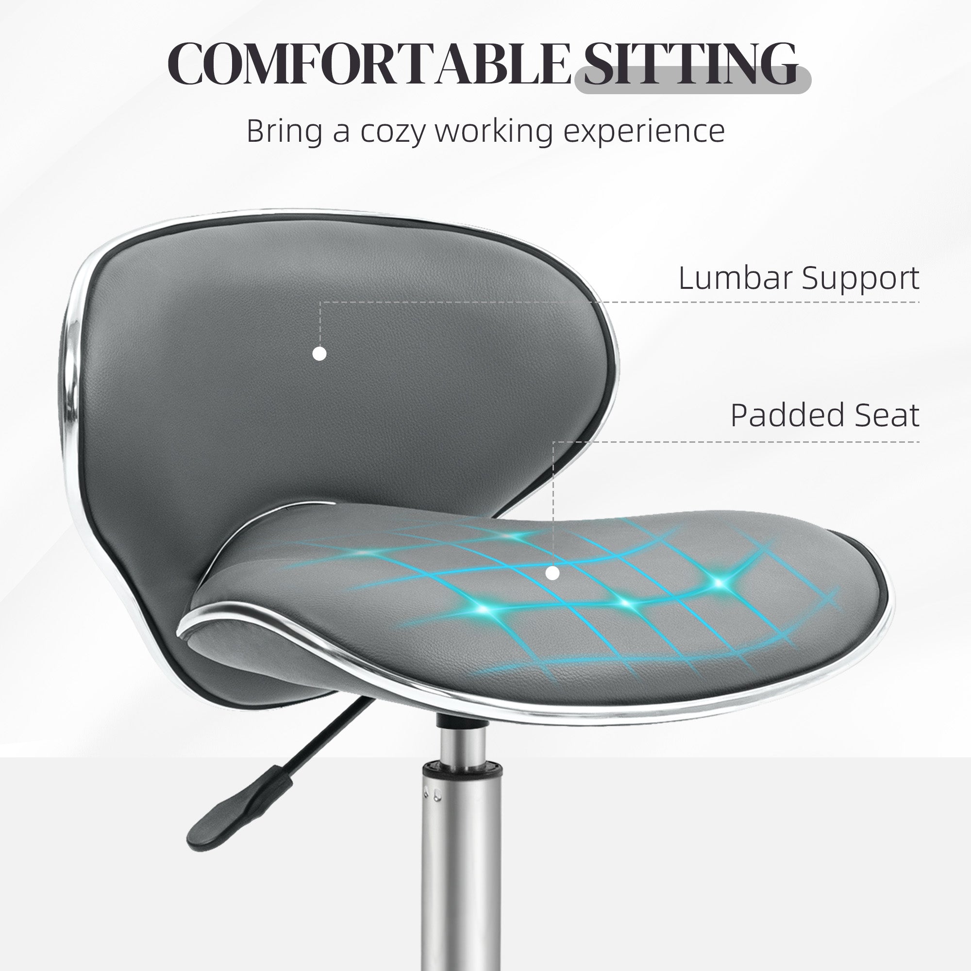 Adjustable Rolling Swivel Beauty Salon Chair, Stool for Spa, Grey