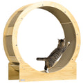 Cat Wheel with Brake and Replaceable Scratching Pads for Cats Under 5kg - Oak Tone
