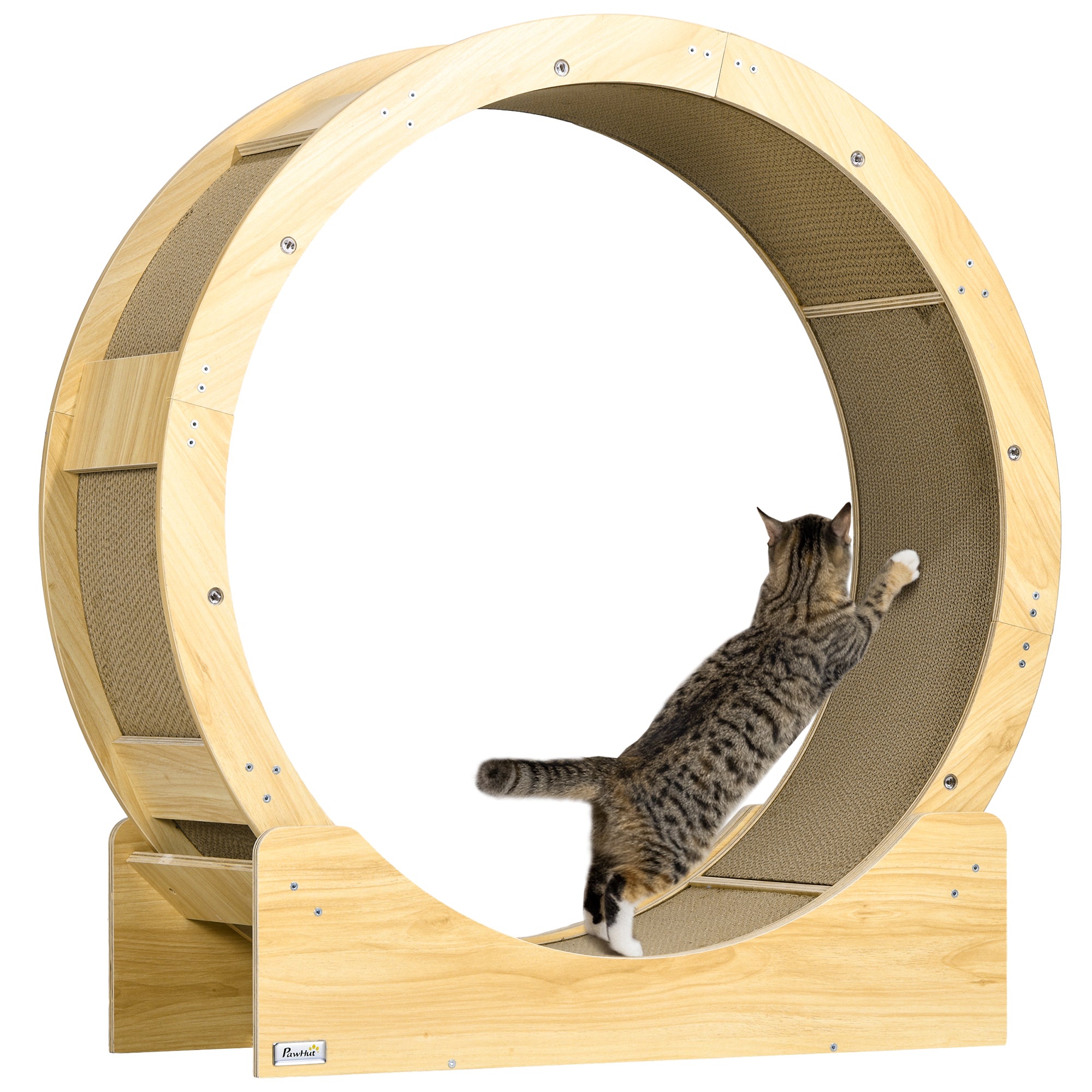 Cat Wheel with Brake, Scratching Pads - Oak Tone