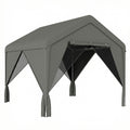 3 x 3 m Patio Gazebo with Netting & Curtains, Outdoor Canopy Shelter with Galvanised Steel Frame, Dark Grey