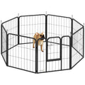 8 Panel Heavy Duty Dog Playpen with Door 60cm High for Small Dogs - Black