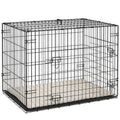 Foldable Small Dog Crate with 2 Doors, Tray & Cushion, 76x53x60 cm - Black