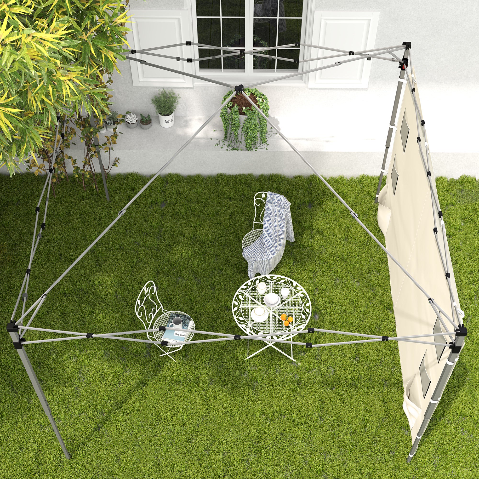 Replacement Gazebo Sidewall 195x295cm with Storage Pockets Oxford Fabric - Beige