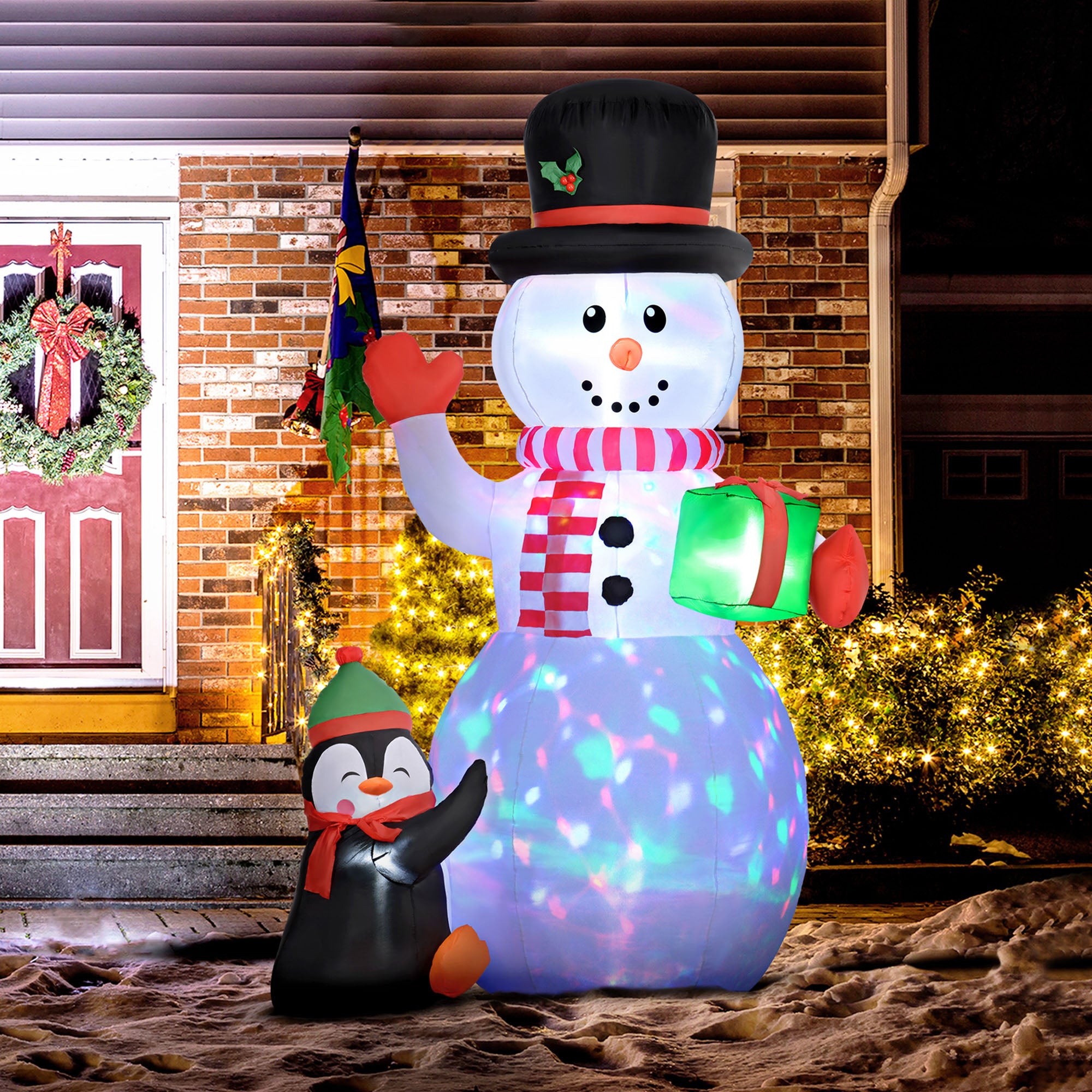 8ft Inflatable Christmas Snowman, with Accessories